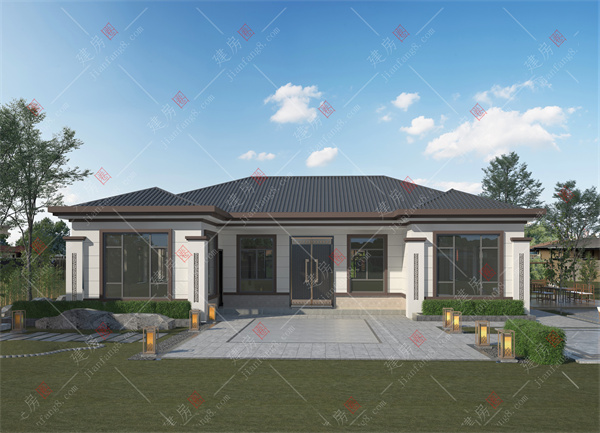 成都农村自建房别墅图纸、乡村建房图纸设计,创业大学生返乡建一层漂亮新中式